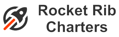 rocket rib charter text logo red and black